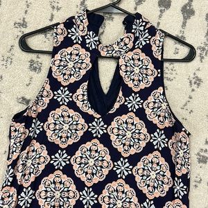 Mandala print keyhole neckline dress